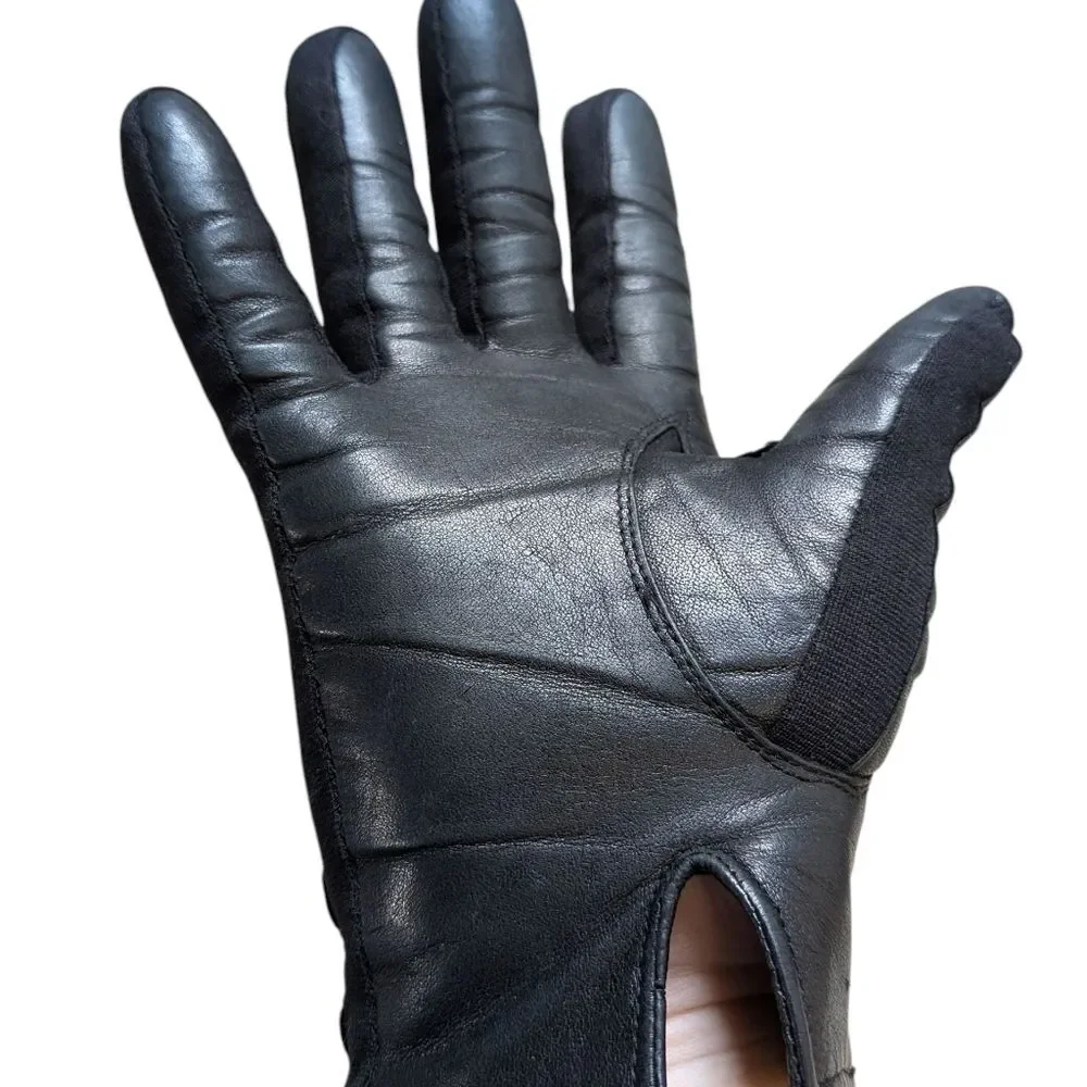 Vintage Genuine Leather Wool Lined Gloves Japan